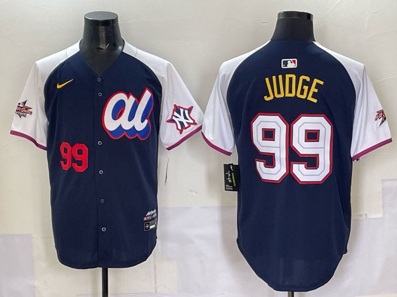Men 2025 New York Yankees 99 Judge Drak Blue white All star Nike MLB Jersey style 52